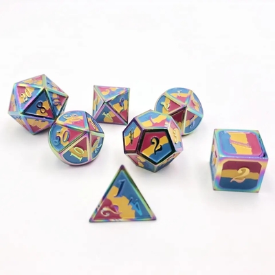 16mm 매끄러운 RPG 금속 다이스 사용자 정의 DND 로고 무지 게임 세트