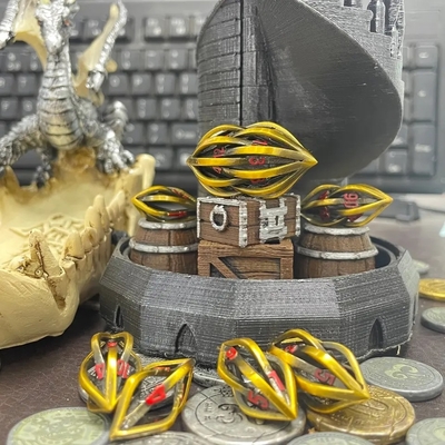 3D 프린팅 Cthulhu 홀로 메탈 다이스 7Piece 세트 드래곤과 던전 DND RPG