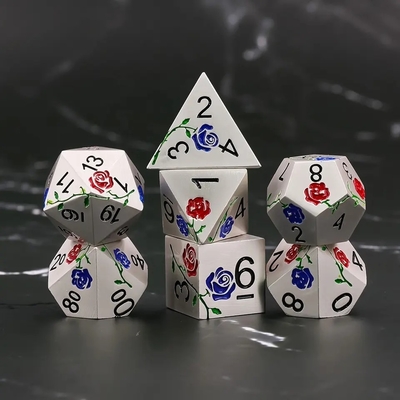 녹화 HD 다이스 레드 로즈 전기화 은 금속 다이스 RPG 게임