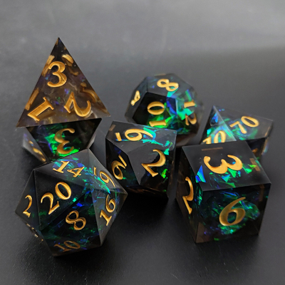 2색 맞춤형 DND RPG 다이스 세트 D6 D20 7 Mold Polyhedron 세트