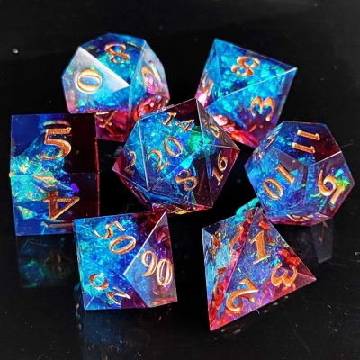 다채색 사용자 지정 樹脂 다이스 DND#RPG 빨간색과 파란색 부드러운 질감