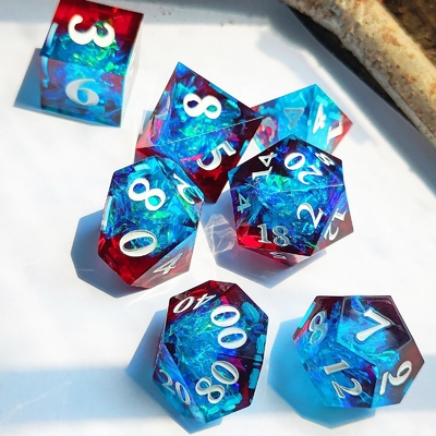 다채색 사용자 지정 樹脂 다이스 DND#RPG 빨간색과 파란색 부드러운 질감