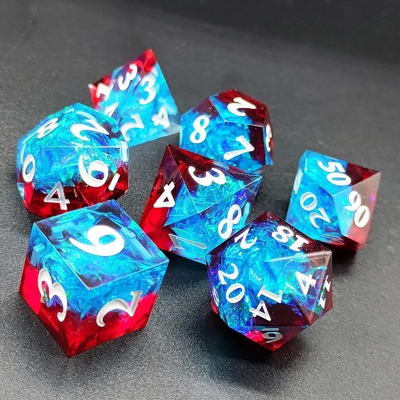 다채색 사용자 지정 樹脂 다이스 DND#RPG 빨간색과 파란색 부드러운 질감