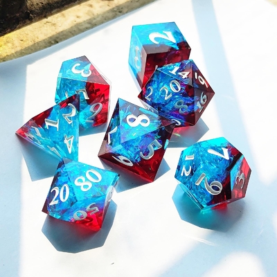 다채색 사용자 지정 樹脂 다이스 DND#RPG 빨간색과 파란색 부드러운 질감