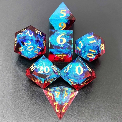 다채색 사용자 지정 樹脂 다이스 DND#RPG 빨간색과 파란색 부드러운 질감