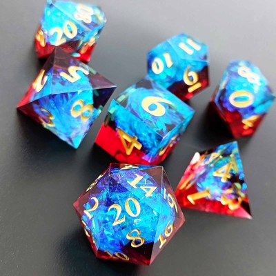 다채색 사용자 지정 樹脂 다이스 DND#RPG 빨간색과 파란색 부드러운 질감