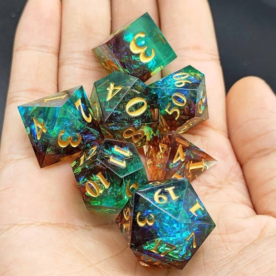 맞춤형 날카로운 樹脂 Dice 세트 다채로운 드래곤과 던전 DND#RPG