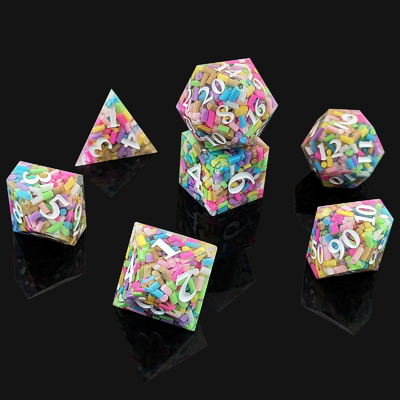 레인보우 크레인 레진 다이스 DND 보드 게임 COC 런닝 그룹 TRPG 폴리헤드론 D20