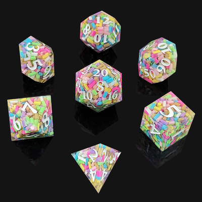 레인보우 크레인 레진 다이스 DND 보드 게임 COC 런닝 그룹 TRPG 폴리헤드론 D20