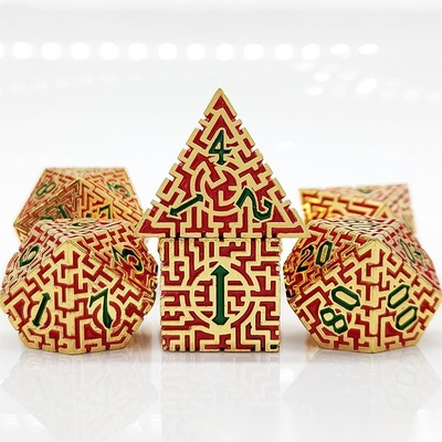 Solid Maze Multi-Faceted Metal Dice DND#RPG 던전 앤 롱 크루스