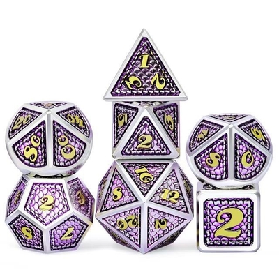 드래곤 스케일 솔리드 메탈 다이스 세트 다채로운 DND RPG 밝은 색상