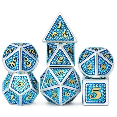 드래곤 스케일 솔리드 메탈 다이스 세트 다채로운 DND RPG 밝은 색상