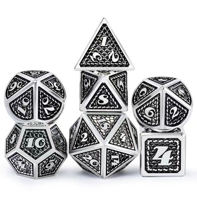 드래곤 스케일 솔리드 메탈 다이스 세트 다채로운 DND RPG 밝은 색상