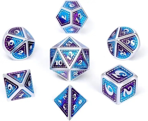 드래곤 스케일 솔리드 메탈 다이스 세트 다채로운 DND RPG 밝은 색상