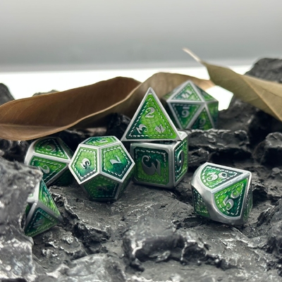 드래곤 스케일 솔리드 메탈 다이스 세트 다채로운 DND RPG 밝은 색상
