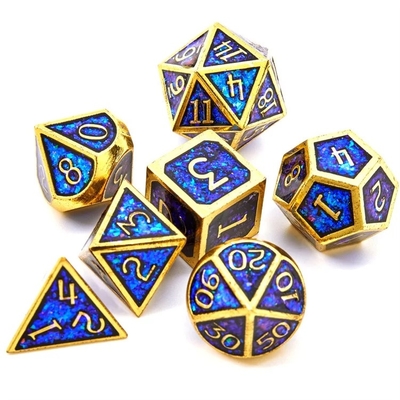 반짝이는 황금 가루 고체 금속 Dice Set Board Game Dragon And Dungeon DND RPG