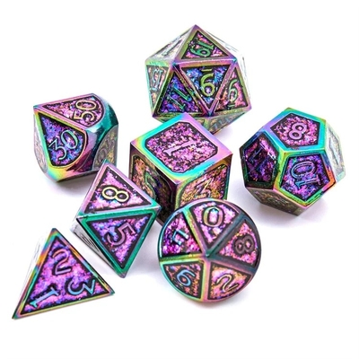 반짝이는 황금 가루 고체 금속 Dice Set Board Game Dragon And Dungeon DND RPG