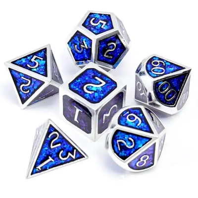 반짝이는 황금 가루 고체 금속 Dice Set Board Game Dragon And Dungeon DND RPG