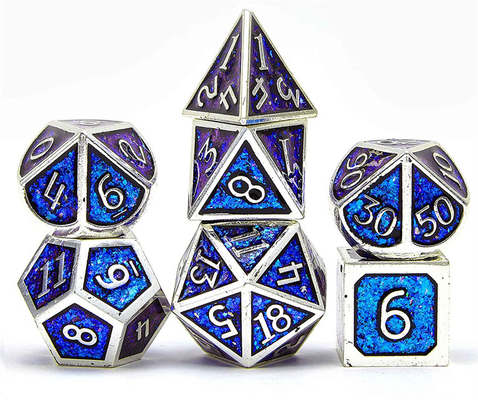 반짝이는 황금 가루 고체 금속 Dice Set Board Game Dragon And Dungeon DND RPG