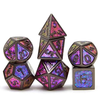 반짝이는 황금 가루 고체 금속 Dice Set Board Game Dragon And Dungeon DND RPG