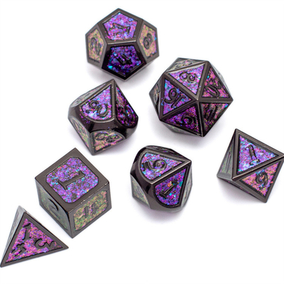 반짝이는 황금 가루 고체 금속 Dice Set Board Game Dragon And Dungeon DND RPG