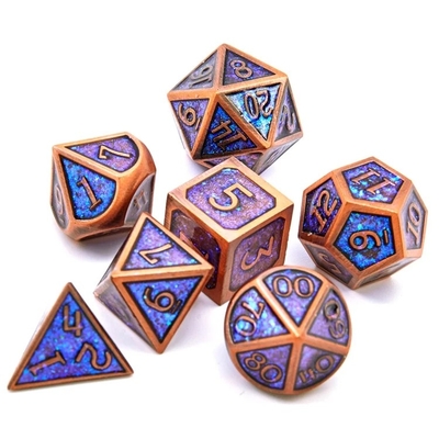 반짝이는 황금 가루 고체 금속 Dice Set Board Game Dragon And Dungeon DND RPG