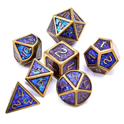 반짝이는 황금 가루 고체 금속 Dice Set Board Game Dragon And Dungeon DND RPG
