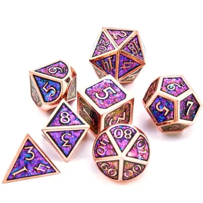 반짝이는 황금 가루 고체 금속 Dice Set Board Game Dragon And Dungeon DND RPG