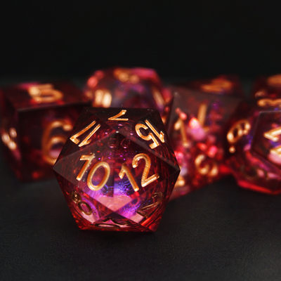 레드 플로우 샌드 액체 레진 다이스 세트 RPG DND COC 러닝 그룹
