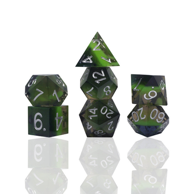 녹색 樹脂 디지털 다이스 세트 다면적 태블릿 게임 다이스#rpg#dnd#coc