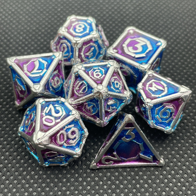 데스크톱 게임 메탈 멀티 페이스 RPG 다이스 세트 Dnd Coc 다중 색상