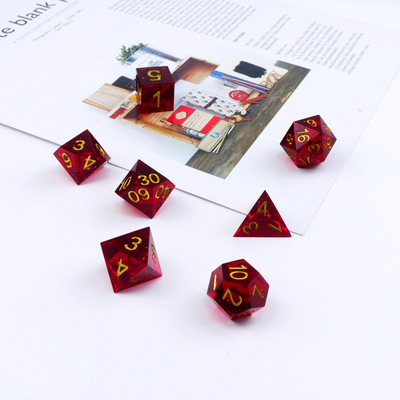 레드 그라마네트 자연 樹脂 dice set 데스크톱 게임 선호 마법 영역 모험 dnd dice