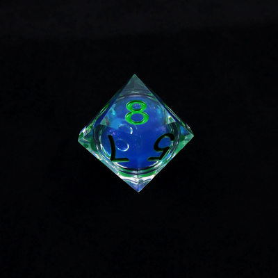 투명한 푸른 액체 천연 樹脂 데스크톱 게임 dice set dnd dice