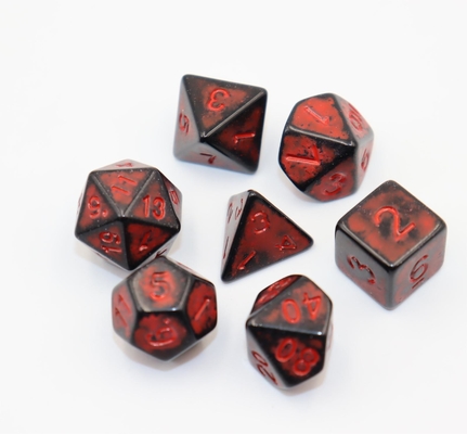오래된 검은색 뒷면 빨간색 樹脂 캐릭터가 게임판 dice set dnd dice