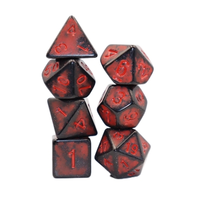 오래된 검은색 뒷면 빨간색 樹脂 캐릭터가 게임판 dice set dnd dice