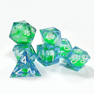 녹색 액체 흐르는 모래 樹脂 다중 누들레 태블릿 게임 dice set dnd dice