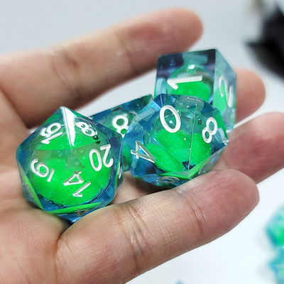 녹색 액체 흐르는 모래 樹脂 다중 누들레 태블릿 게임 dice set dnd dice