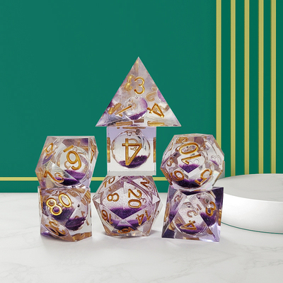 보라색 흐르는 모래 樹脂 다중 누들레 태블릿 게임 dice set dnd dice
