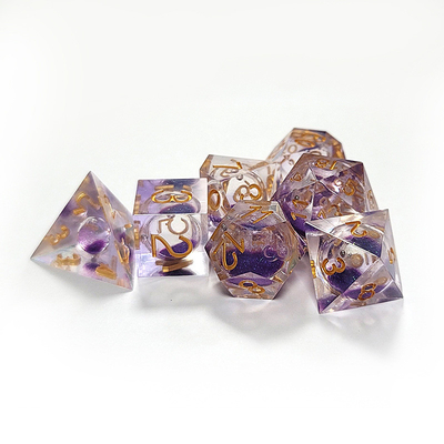 보라색 흐르는 모래 樹脂 다중 누들레 태블릿 게임 dice set dnd dice
