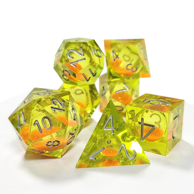오렌지 흐르는 모래 노란색 크리스탈 樹脂 Dnd Dice Sharp Edge Fantasy