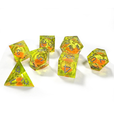 오렌지 흐르는 모래 노란색 크리스탈 樹脂 Dnd Dice Sharp Edge Fantasy