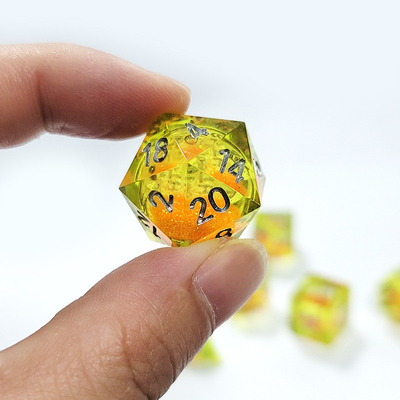 오렌지 흐르는 모래 노란색 크리스탈 樹脂 Dnd Dice Sharp Edge Fantasy