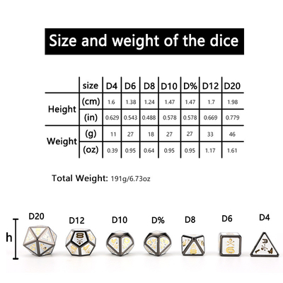 7 스켈레톤 다이스, 다면 디지털 컬러 DND 보드 게임, 드래곤과 던전