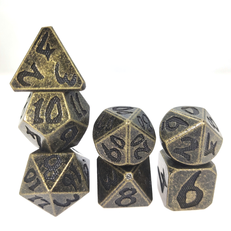 작은 RPG 주사위 DND RPG 주사위는 지하 감옥과 용 다면체 누런구리빛을 위해 오래가서 졌습니다