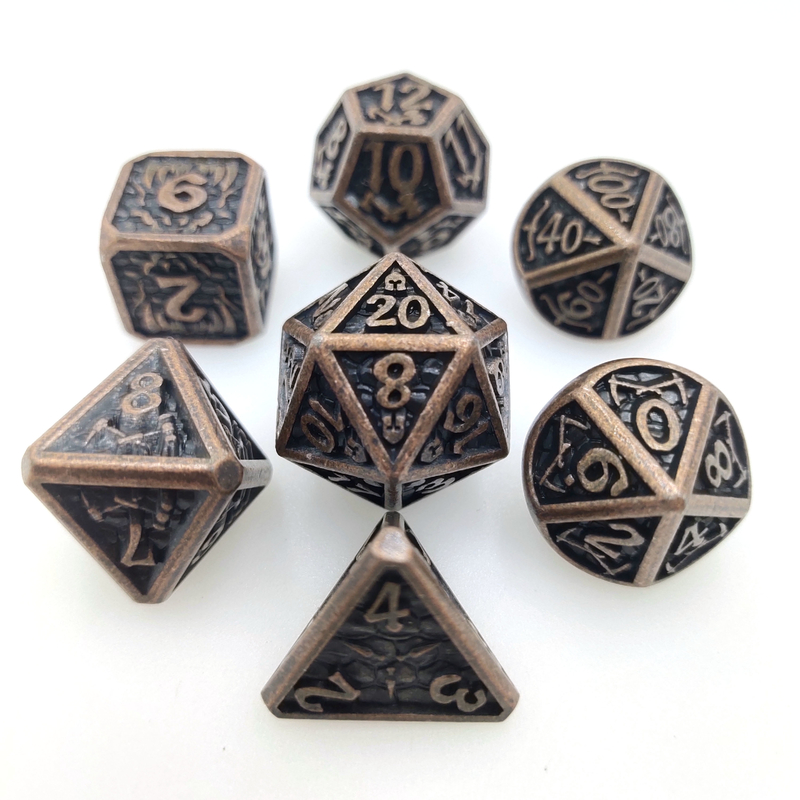 GST 다목적 미니 RPG DiceGold 도금 다면체 주사위 세트 독특한 촉각 게임 경험 블랙
