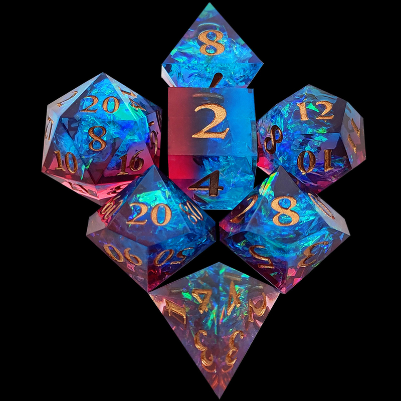 다채색 사용자 지정 樹脂 다이스 DND#RPG 빨간색과 파란색 부드러운 질감