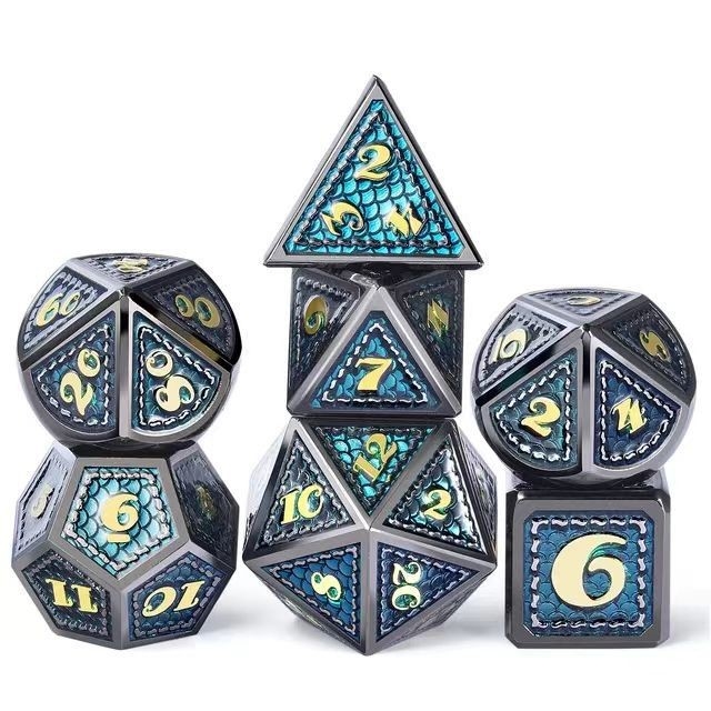 드래곤 스케일 솔리드 메탈 다이스 세트 다채로운 DND RPG 밝은 색상