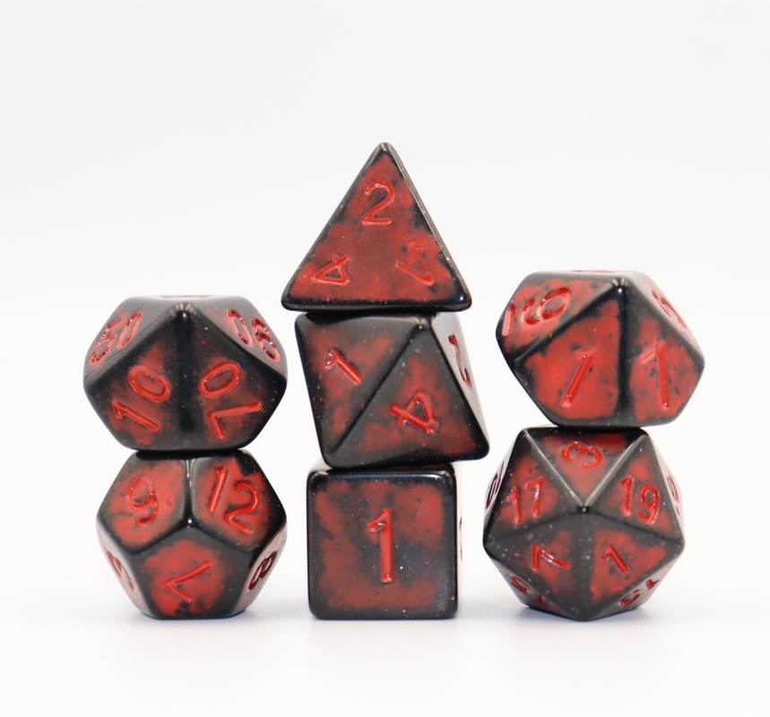 오래된 검은색 뒷면 빨간색 樹脂 캐릭터가 게임판 dice set dnd dice