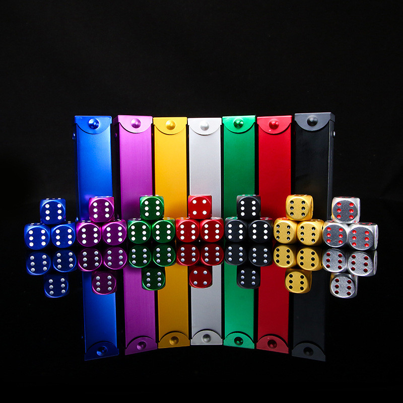 알루미늄 합금 dice 색상 휴대용 알루미늄 둥근 코너 카지노 KTV 도박 게임 사용자 정의 조각 dice 세트
